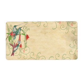 Vintage Humingbird Swirl Christmas Address Labels label
