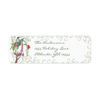 Vintage Humingbird Swirl Christmas Return Address label