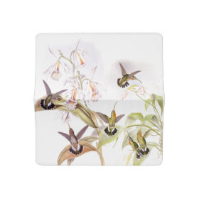 Vintage Hummingbird Flowers Floral Checkbook Cover
