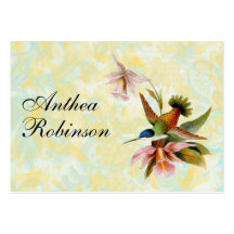 Vintage Hummingbird Profile Business Card Templates