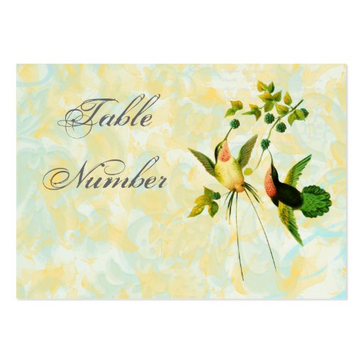 Vintage Hummingbird Table Number Cards Business Card (back side)