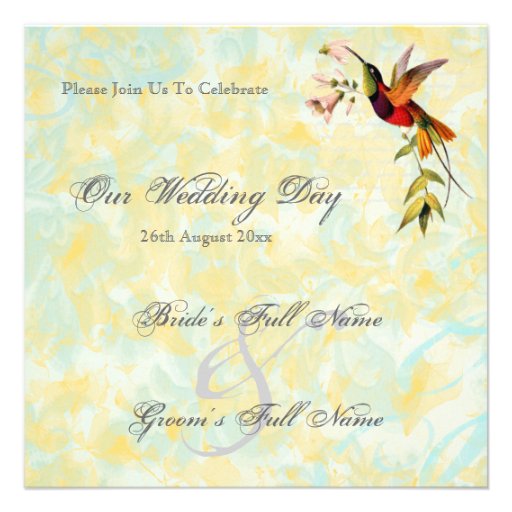 Vintage Hummingbird Wedding Invitations