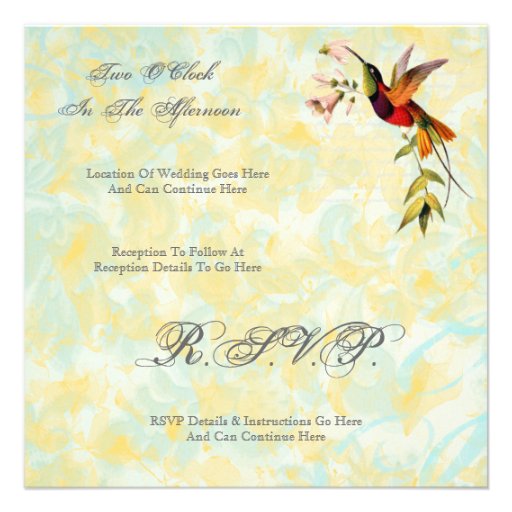 Vintage Hummingbird Wedding Invitations