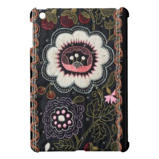 Vintage Hungarian Embroidery on Black iPad Mini Covers