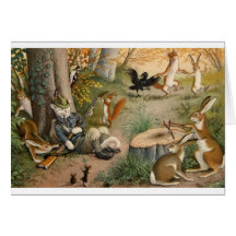 Vintage Hunter Cat In The Woods Note Card