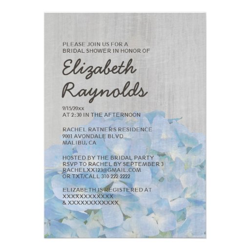 Vintage Hydrangea Bridal Shower Invitations