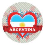 Vintage I Love Argentina Round Sticker