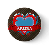 Vintage I Love Aruba Pinback Buttons