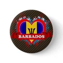 Vintage I Love Barbados Pinback Button