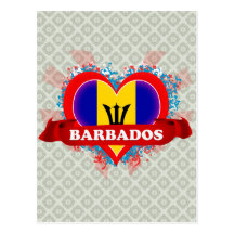 Vintage I Love Barbados Postcard