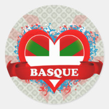 Vintage I Love Basque Round Sticker