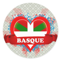 Vintage I Love Basque Round Sticker