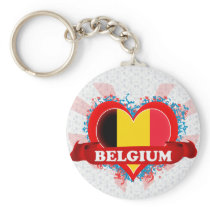Vintage I Love Belgium Key Chains