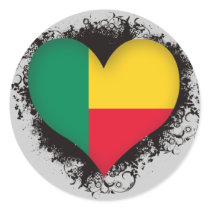 Vintage I Love Benin Round Sticker
