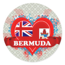 Vintage I Love Bermuda Round Stickers