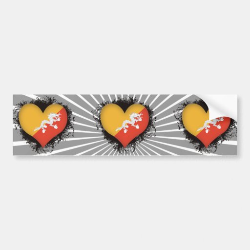 Vintage I Love Bhutan Bumper Sticker
