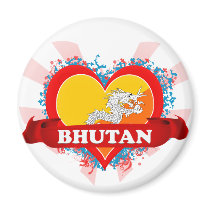 Vintage I Love Bhutan Refrigerator Magnet
