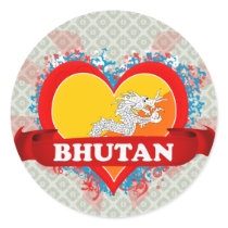 Vintage I Love Bhutan Sticker