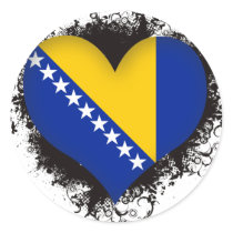 Vintage I Love Bosnia and Herzegovina Round Stickers