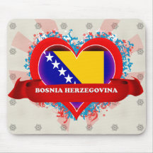 Vintage I Love Bosnia Herzegovina Mouse Pads