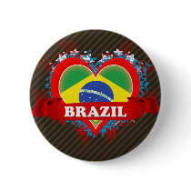 Vintage I Love Brazil Pinback Button