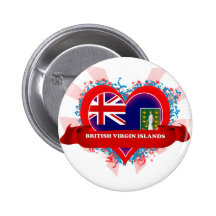 Vintage I Love British Virgin Islands Pinback Button