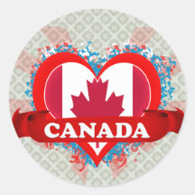 Vintage I Love Canada Round Sticker