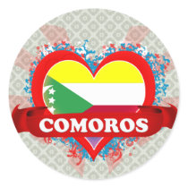 Vintage I Love Comoros Stickers