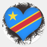 Vintage I Love Democratic Republic of Congo Round Stickers