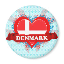 Vintage I Love Denmark Refrigerator Magnet