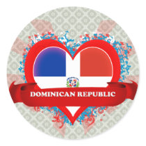 Vintage I Love Dominican Republic Round Sticker