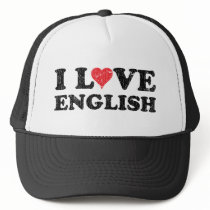Vintage I Love English Trucker Hat