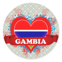 Vintage I Love Gambia Round Sticker