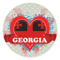 Vintage I Love Georgia Round Sticker