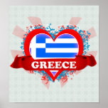 Vintage I Love Greece Poster