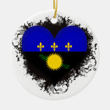 Vintage I Love Guadeloupe Christmas Tree Ornaments