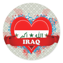 Vintage I Love Iraq Round Stickers