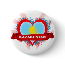Vintage I Love Kazakhstan Button