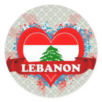 Vintage I Love Lebanon Round Sticker