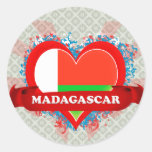 Vintage I Love Madagascar Round Sticker