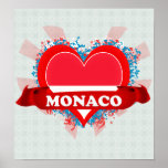 Vintage I Love Monaco Poster