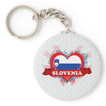 Vintage I Love Slovenia Keychains