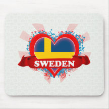 Vintage I Love Sweden Mouse Pads