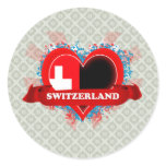Vintage I Love Switzerland Round Sticker