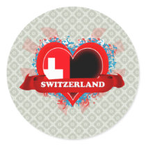 Vintage I Love Switzerland Round Sticker
