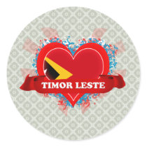Vintage I Love Timor Leste Round Stickers