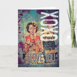 Vintage I Love You Mixed Media Greeting Card