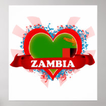 Vintage I Love Zambia Poster