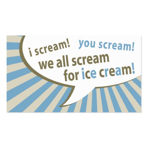 vintage ice cream punch card business cards (front side)