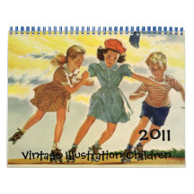 Vintage Illustration Children Calendar